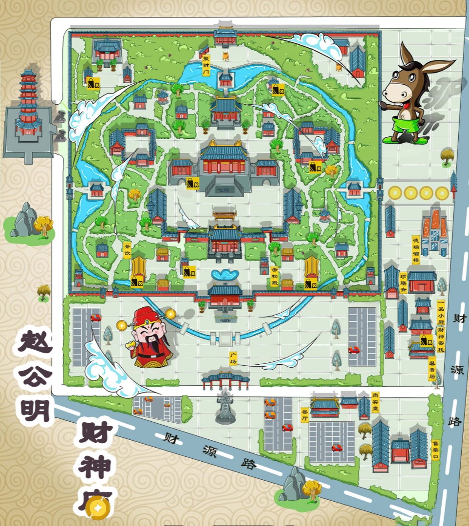 武陵源寺庙类手绘地图